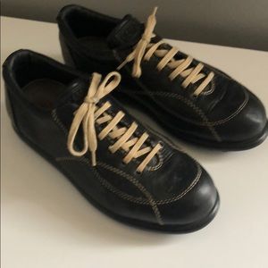 Women’s black leather Camper lace up sneakers